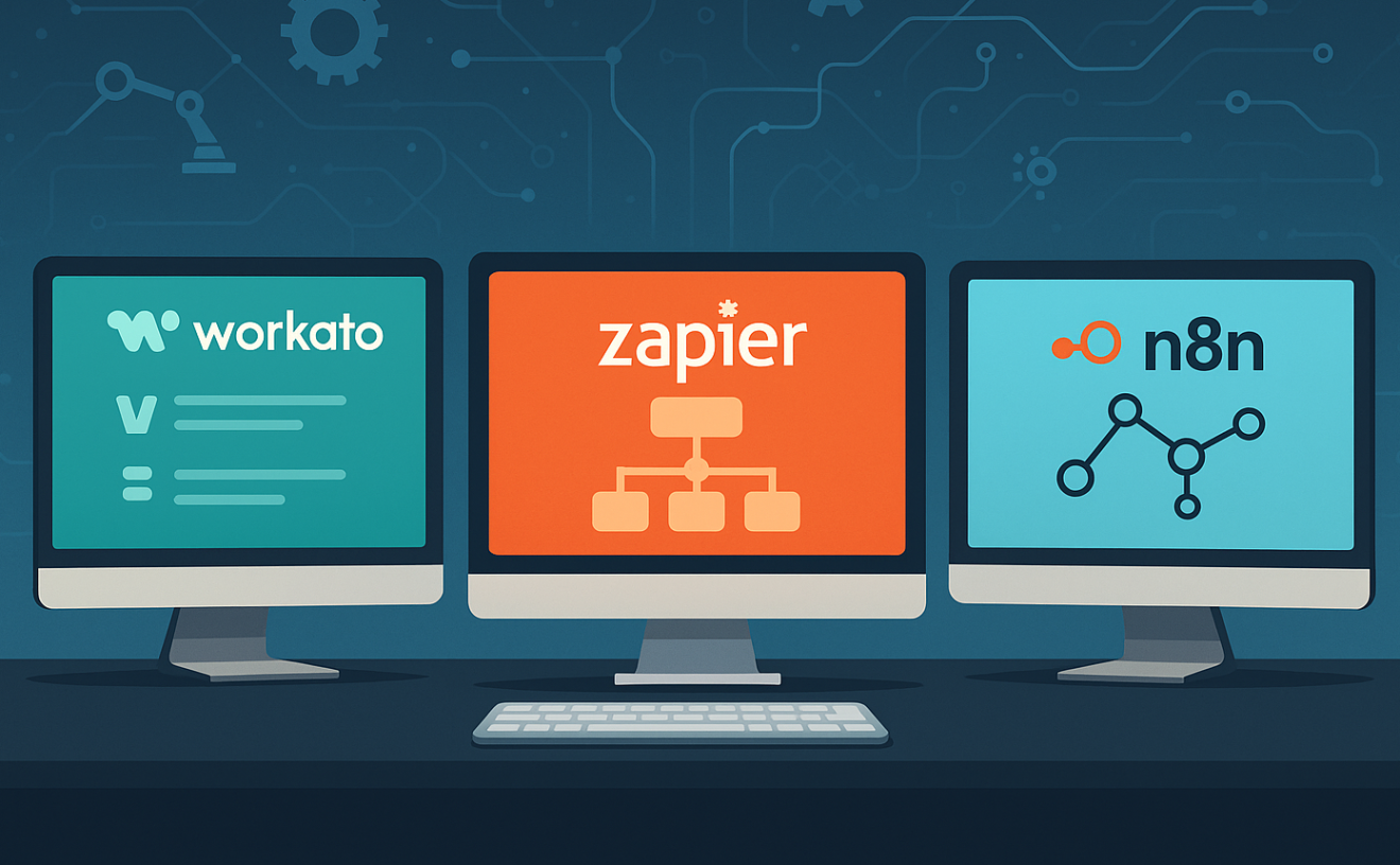 effiziente-workflow-automatisierung-workato-zapier-und-n8n-im-vergleich Workato, n8n, Zapier Logo's