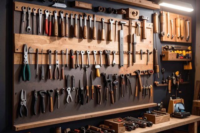 Wand mit Werkzeugen als Symbolbild für die Lösungen von aaroon