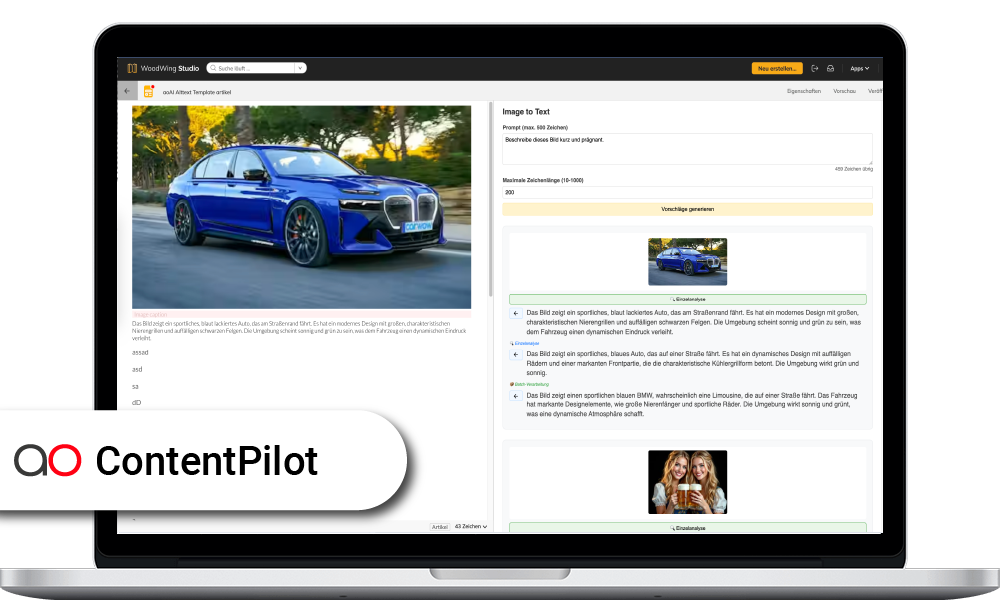 product-aaroon-ContentPilot Der aaroon ContentPilot, Ki-Unterstützung in WoodWing Studio