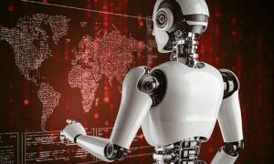 Symbolbild KI-Prompting - Android mit Bildschirm