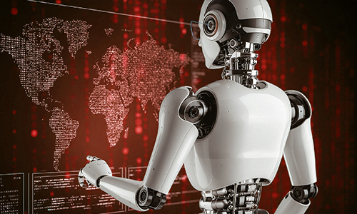 Symbolbild KI-Prompting - Android mit Bildschirm