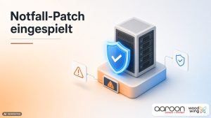 Isometrischer Server mit Schutzschild und Warnsymbol als Bild zum PHP-Notfall-Update php2shell